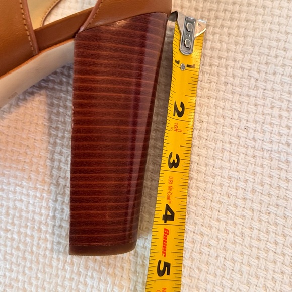 MICHAEL KORS Berkley Tan Leather Block Heel Sandals Platform Heels Shoes - Picture 15 of 15